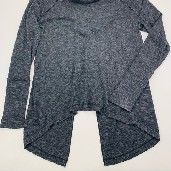 We The Free Split Back Turtleneck Raw Seams Long Sleeve Charcoal - Picture 4 of 13